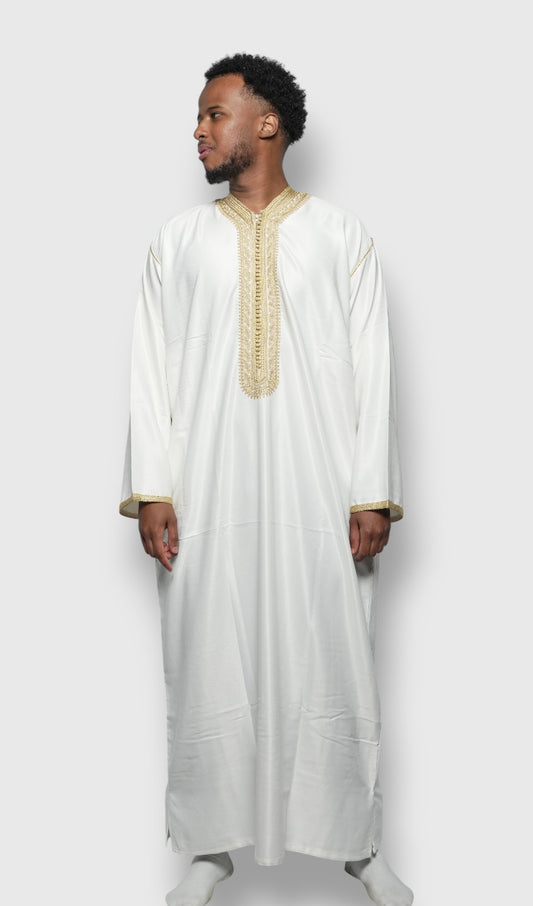 Moroccan Kaftan - White and Gold