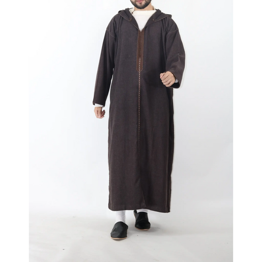 Moroccan Winter Djellaba - Dark Brown