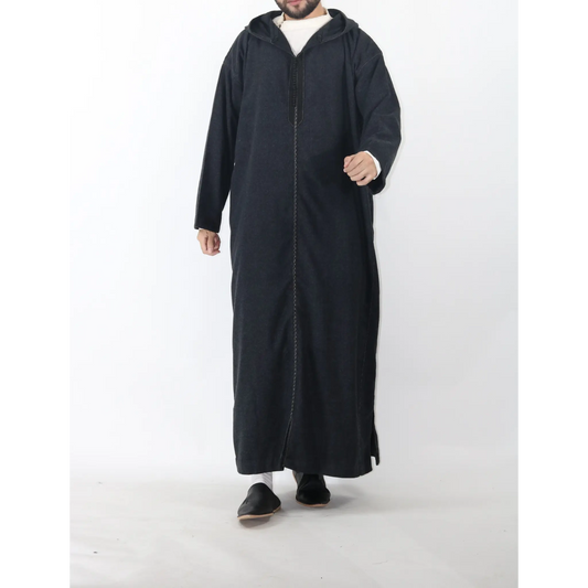 Moroccan Winter Djellaba - Black