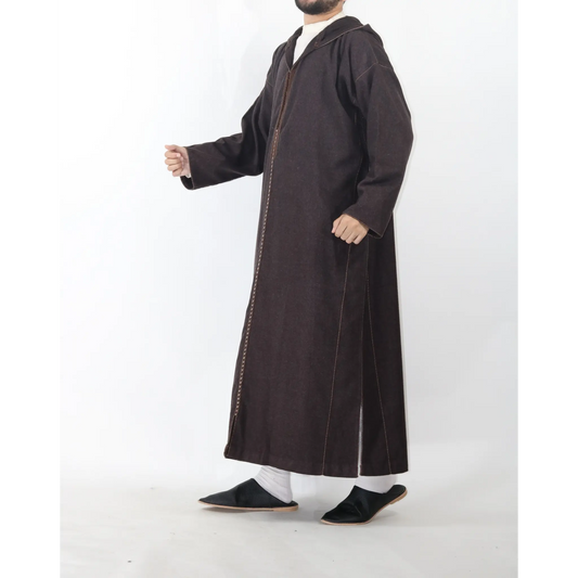 Moroccan Winter Djellaba - Dark Brown