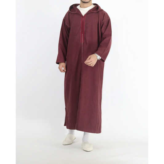 Moroccan Winter Djellaba - Maroon